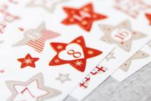 Stickers de Noël numérotés de 1 à 24 avec étoiles - Article n° 9204