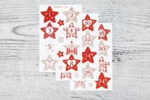 Stickers de Noël numérotés de 1 à 24 avec étoiles - Article n° 9204