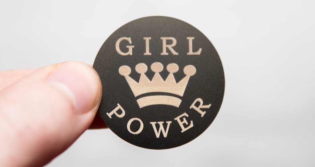 Étiquette vêtement à coudre Girl Power, noir