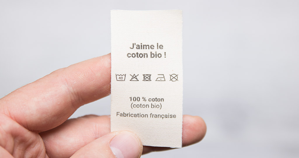 Étiquettes personnalisées en coton et coton bio