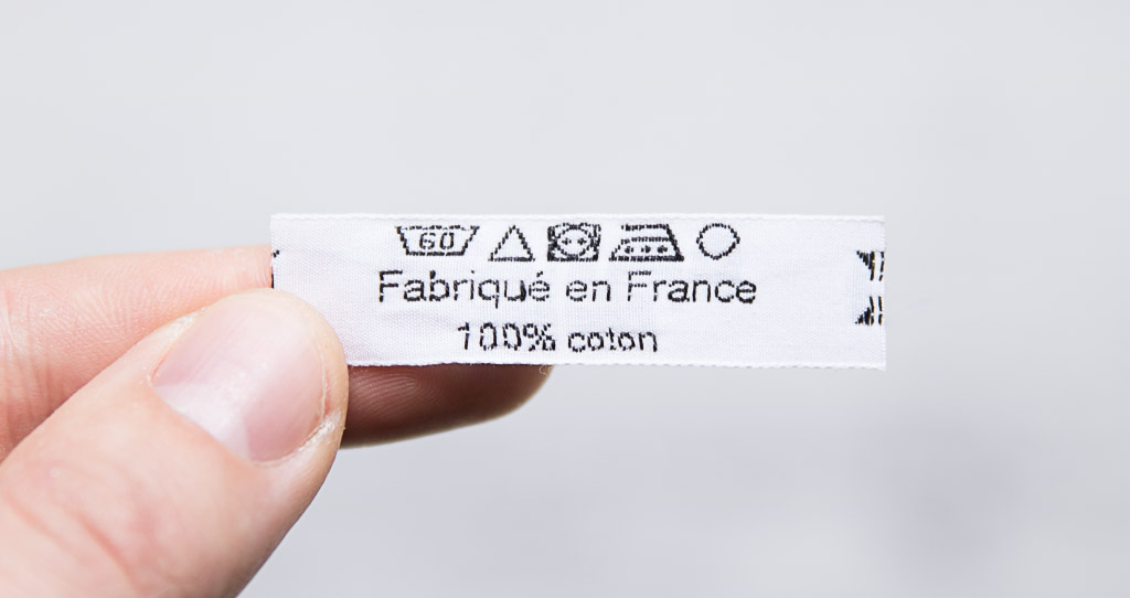 Étiquette vêtement composition fond blanc ou noir - Label Française